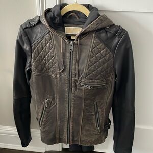 Michael Kors Hooded Leather Jacket